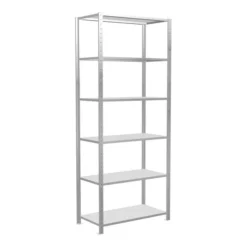 Schulte Grundregal Steckregal MULTIplus150 2500 X 1000 X 500 Mm 6 Fachböden Kreuzstrebe RAL 7035 Lichtgrau