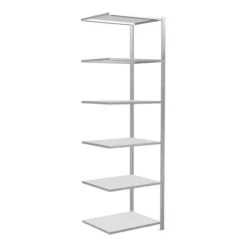 Schulte Anbauregal Steckregal MULTIplus150 2500 X 750 X 600 Mm 6 Fachböden Kreuzstrebe RAL 7035 Lichtgrau