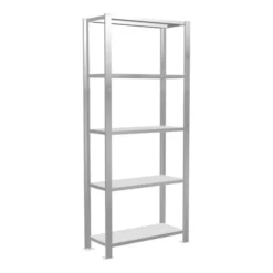 Schulte Grundregal Büro-Steckregal MULTIplus85 1800 X 750 X 300 Mm 5 Fachböden Kreuzstrebe RAL 7035 Lichtgrau Mit Anschlagleiste