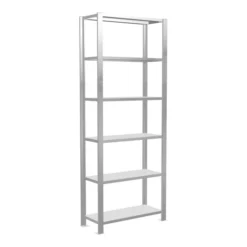 Schulte Grundregal Büro-Steckregal MULTIplus85 2000 X 750 X 300 Mm 6 Fachböden Kreuzstrebe RAL 7035 Lichtgrau Mit Anschlagleiste