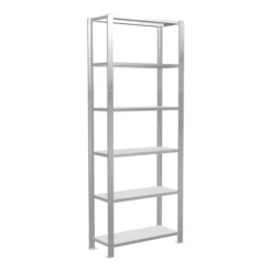 Schulte Büroregal Schraubsystem MULTIplus85, 6 Fachböden, Kreuzstrebe, Einseitig Nutzbar, Tiefe 300 Mm, Aussteifung Durch Eckwinkel, Mit Anschlagleiste