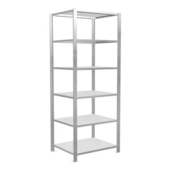 Schulte Büroregal Stecksystem MULTIplus150, 6 Fachböden, Tiefe 600 Mm, Beidseitig Nutzbar, Aussteifung Durch Längenriegel, Mit Mittelanschlag