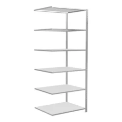 Schulte Anbauregal Steckregal MULTIplus150 2500 X 1000 X 800 Mm 6 Fachböden Kreuzstrebe RAL 7035 Lichtgrau