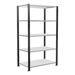 Schulte Büroregal Stecksystem MULTIplus150, 5 Fachböden, Tiefe 600 Mm, Beidseitig Nutzbar, Aussteifung Durch Längenriegel, Schwarz