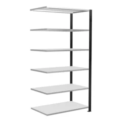 Schulte Anbauregal Schraubsystem MULTIplus150, 6 Fachböden, Beidseitig Nutzbar, Tiefe 600 Mm, Aussteifung Durch Längenriegel, Schwarz