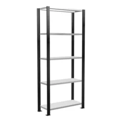 Schulte Grundregal Büro-Steckregal MULTIplus85 1800 X 750 X 300 Mm 5 Fachböden Kreuzstrebe Schwarz/RAL 7035 Lichtgrau Mit Anschlagleiste