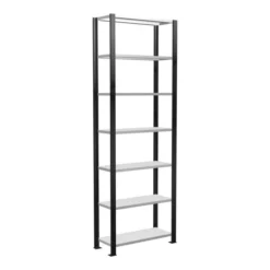 Schulte Büroregal Schraubsystem MULTIplus85, 7 Fachböden, Kreuzstrebe, Einseitig Nutzbar, Tiefe 300 Mm, Aussteifung Durch Eckwinkel, Schwarz