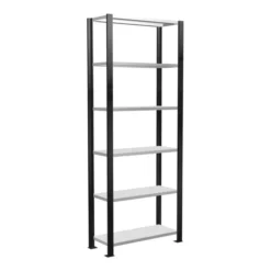 Schulte Büroregal Schraubsystem MULTIplus85, 6 Fachböden, Kreuzstrebe, Einseitig Nutzbar, Tiefe 300 Mm, Aussteifung Durch Eckwinkel, Mit Anschlagleiste, Schwarz