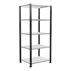 Schulte Büroregal Stecksystem MULTIplus150, 5 Fachböden, Tiefe 600 Mm, Beidseitig Nutzbar, Aussteifung Durch Längenriegel, Mit Mittelanschlag, Schwarz