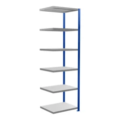 Schulte Anbauregal Steckregal MULTIplus250 2500 X 750 X 600 Mm 6 Fachböden Kreuzstrebe RAL 5010 Enzianblau/verzinkt/verzinkt