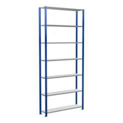 Schulte Grundregal Steckregal MULTIplus150 3000 X 1300 X 300 Mm 7 Fachböden Kreuzstrebe RAL 5010 Enzianblau/verzinkt
