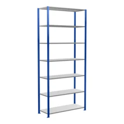 Schulte Grundregal Steckregal MULTIplus150 3000 X 1300 X 500 Mm 7 Fachböden Kreuzstrebe RAL 5010 Enzianblau/verzinkt