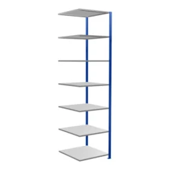 Schulte Anbauregal Steckregal MULTIplus150 3000 X 750 X 800 Mm 7 Fachböden Kreuzstrebe RAL 5010 Enzianblau/verzinkt/verzinkt