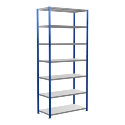 Schulte Grundregal Steckregal MULTIplus250 3000 X 1300 X 600 Mm 7 Fachböden Kreuzstrebe RAL 5010 Enzianblau/verzinkt