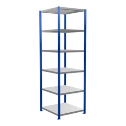 Schulte Grundregal Steckregal MULTIplus250 2500 X 750 X 800 Mm 6 Fachböden Kreuzstrebe RAL 5010 Enzianblau/verzinkt/verzinkt