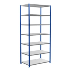 Schulte Grundregal Steckregal MULTIplus250 3000 X 1300 X 800 Mm 7 Fachböden Kreuzstrebe RAL 5010 Enzianblau/verzinkt