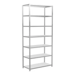 Schulte Grundregal Steckregal MULTIplus250 3000 X 1300 X 600 Mm 7 Fachböden Kreuzstrebe RAL 7035 Lichtgrau